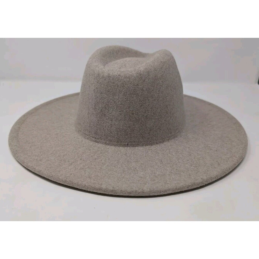 Light Tan Beige WIDE BRIM FELT HAT WESTERN COWBOY FESTIVAL BOHO - Picture 2 of 5